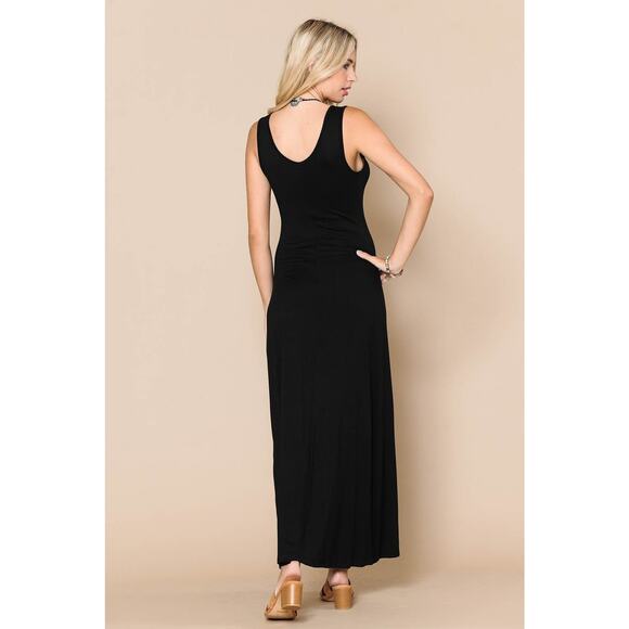 NWT - Black Ribbed Knit Scoop Neck Maxi Dress - Medium - Picture 5 of 5